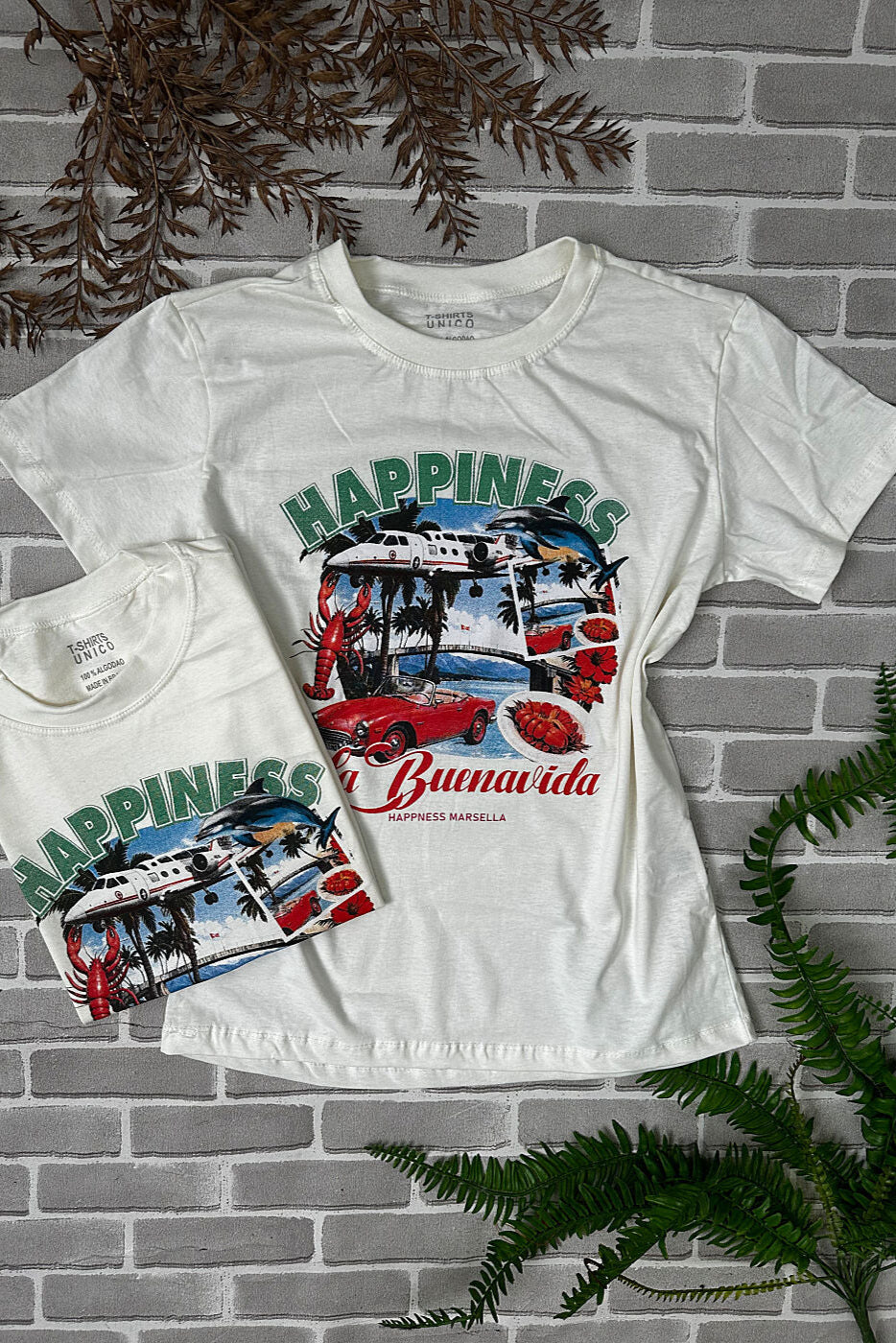 T-Shirt Feminina Estampa Happiness Vida