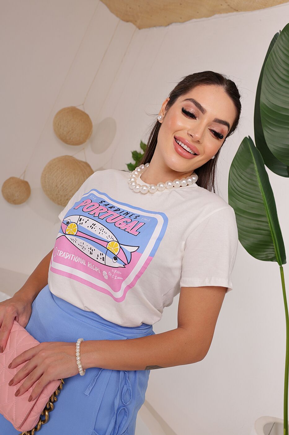 T-Shirt Feminina Estampa Sardines
